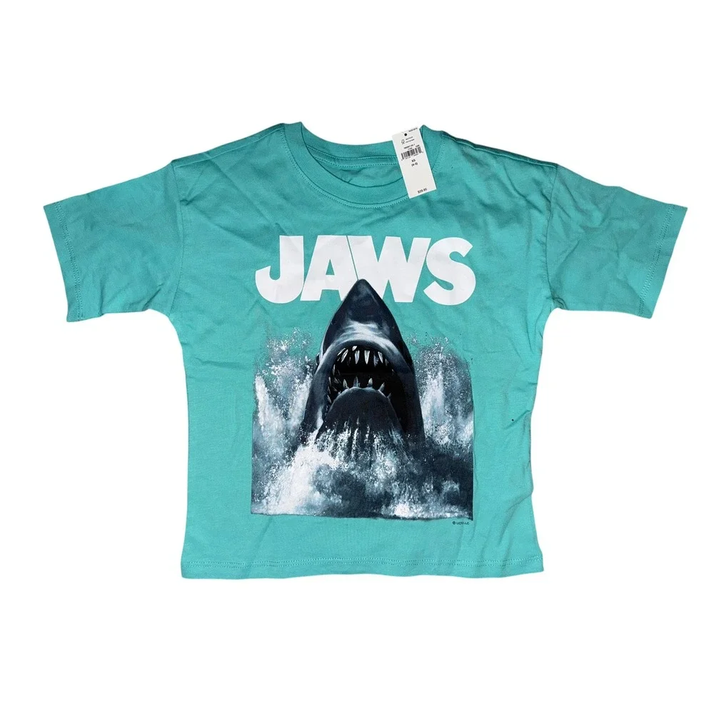 Gap Kids Jaws Movie Graphic T-Shirt Teal Green Short Sleeve XS 4-5 NWT Q3